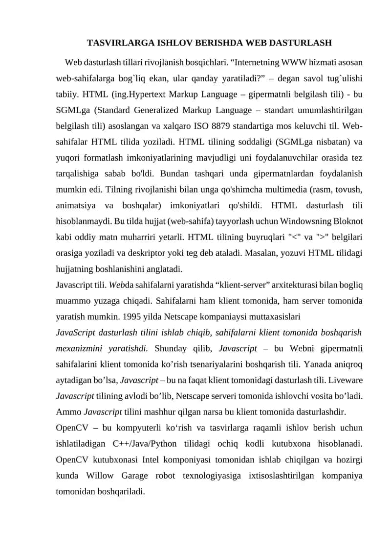 Tasvirlarga ishlov berishda web dasturlash 1