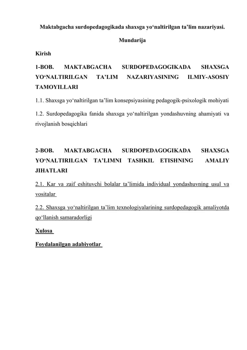 Maktabgacha surdopedagogikada shaxsga yo‘naltirilgan ta’lim nazariyasi 1