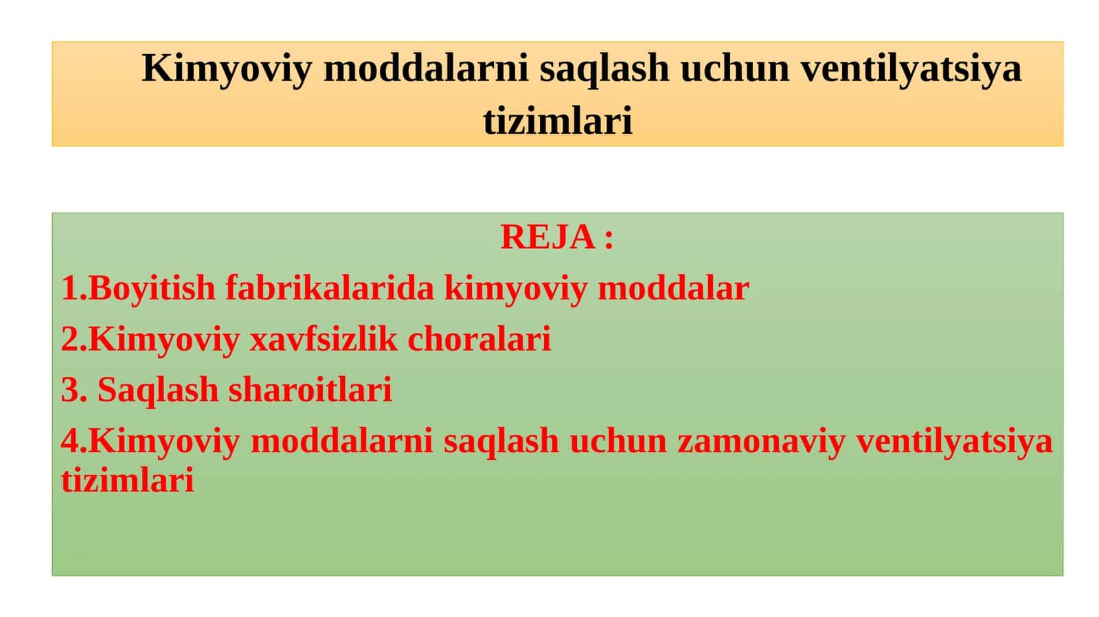 Kimyoviy moddalarni saqlash uchun ventilyatsiya tizimlari 1