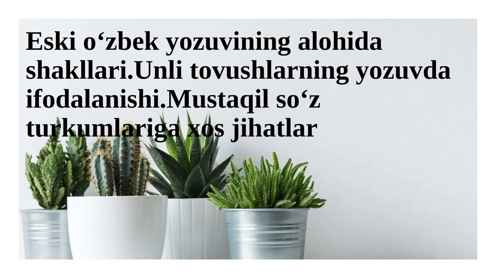 Eski oʻzbek yozuvining alohida shakllari.Unli tovushlarning yozuvda ifodalanishi.Mustaqil soʻz turkumlariga xos jihatlar 1