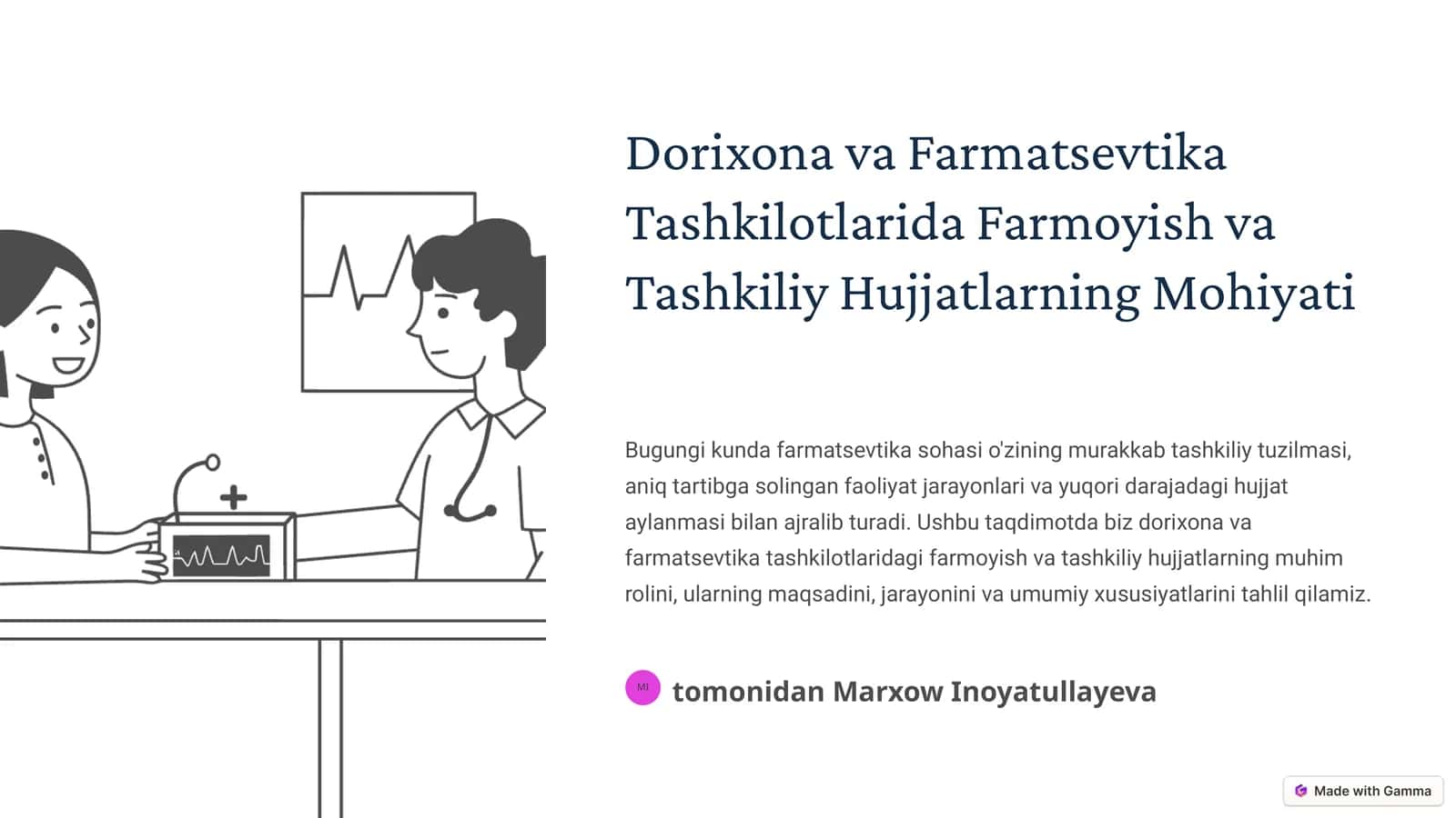 Dorixona va Farmatsevtika Tashkilotlarida Farmoyish va Tashkiliy Hujjatlarning Mohiyati 1
