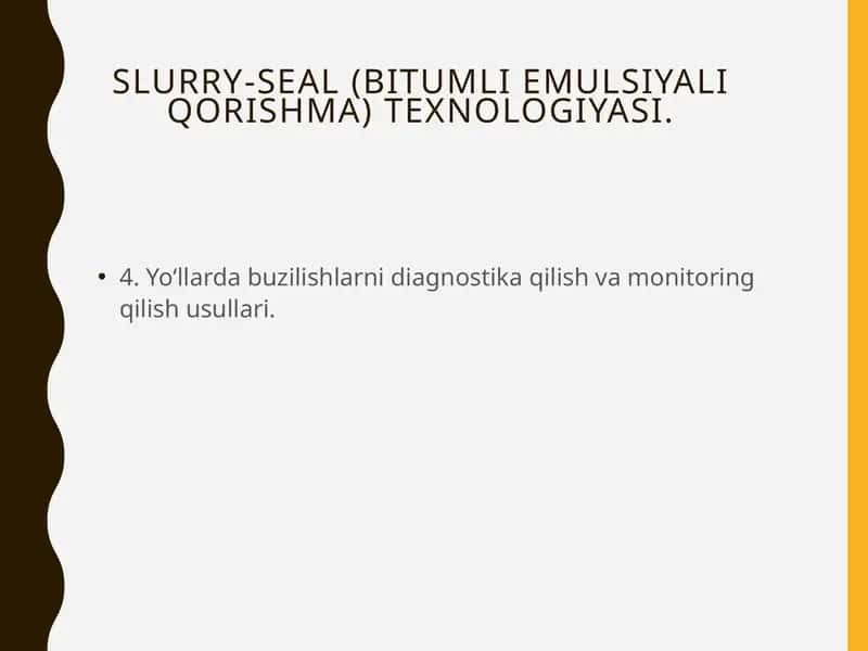 Slurry-seal (bitumli emulsiyali qorishma) texnologiyasi 1
