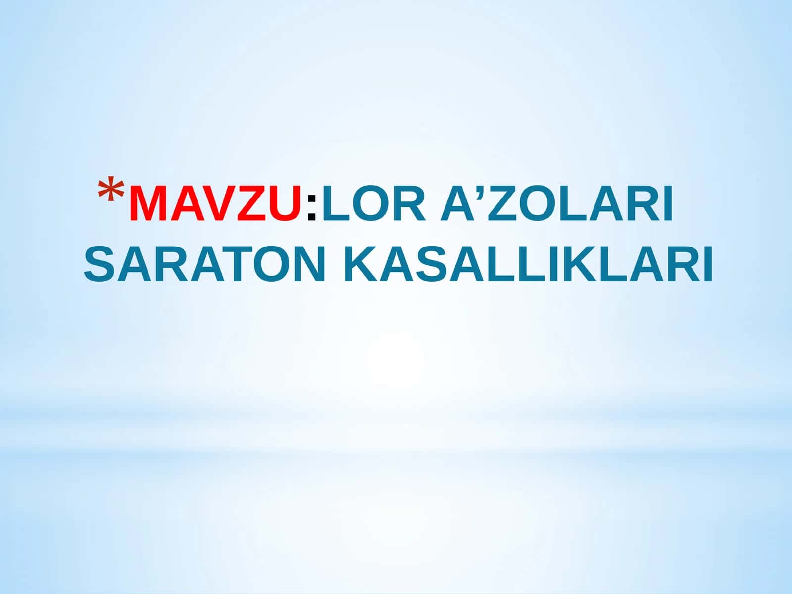 LOR A’ZOLARI SARATON KASALLIKLARI 1