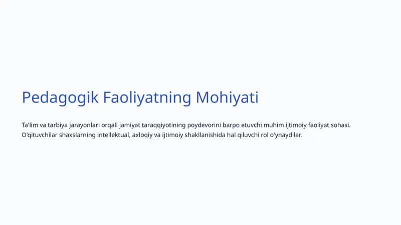 Pedagogik Faoliyatning Mohiyati 1
