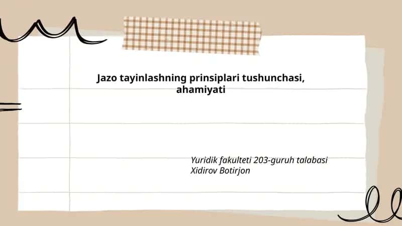 Jazo tayinlashning prinsiplari tushunchasi, ahamiyati 1