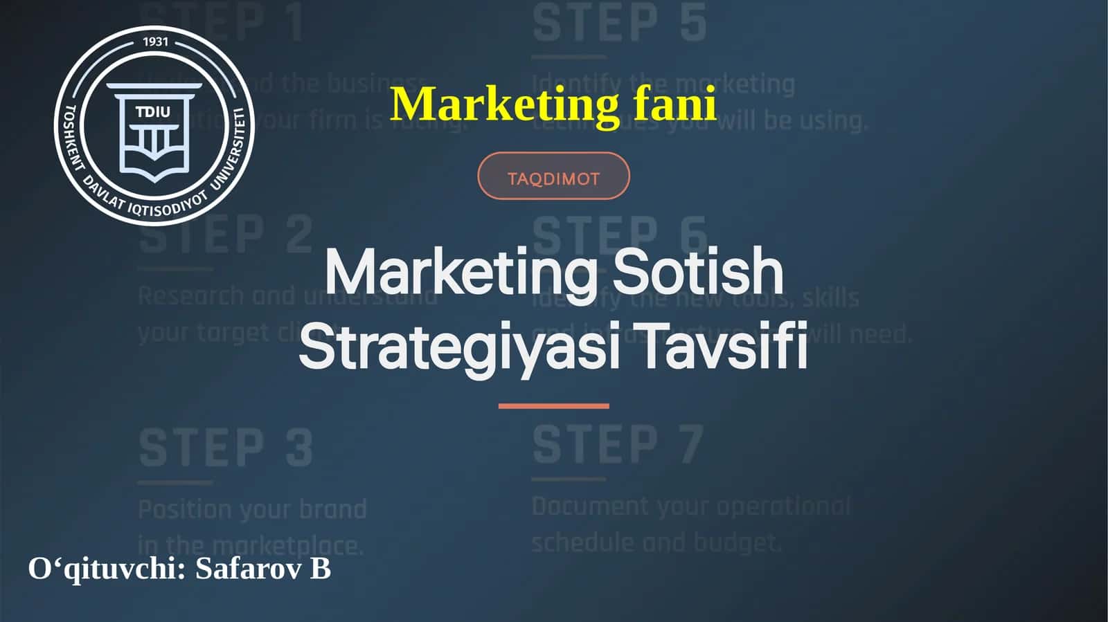 Marketing Sotish Strategiyasi Tavsifi 1