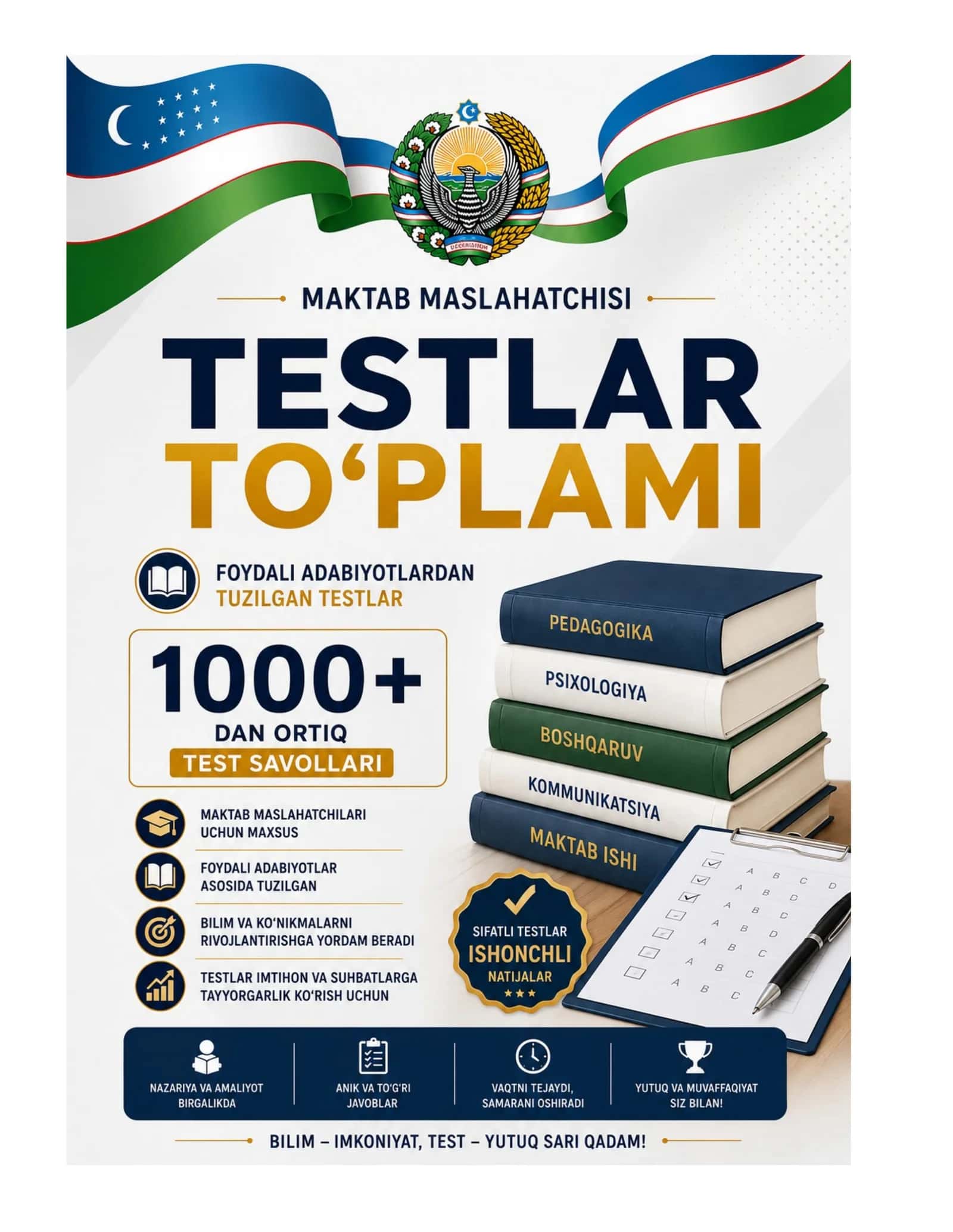 Maktab maslahatchisi 1000 atrofi testlar to'plami 1