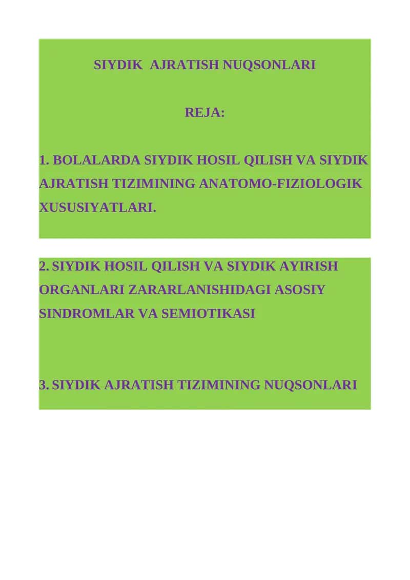 Siydik Ajratish Nuqsonlari 1