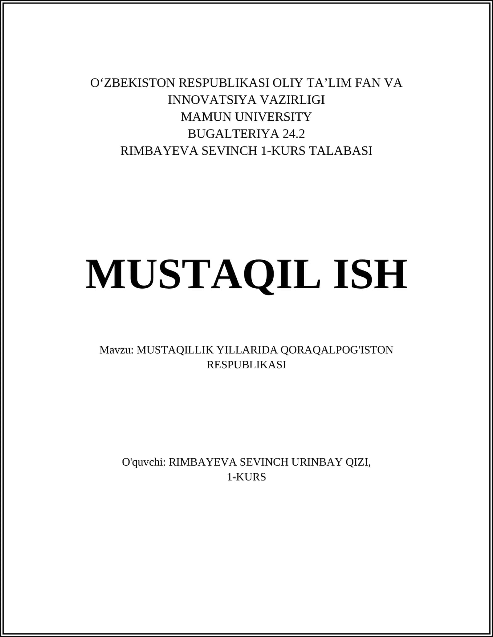 MUSTAQILLIK YILLARIDA QORAQALPOG'ISTON RESPUBLIKASI 1