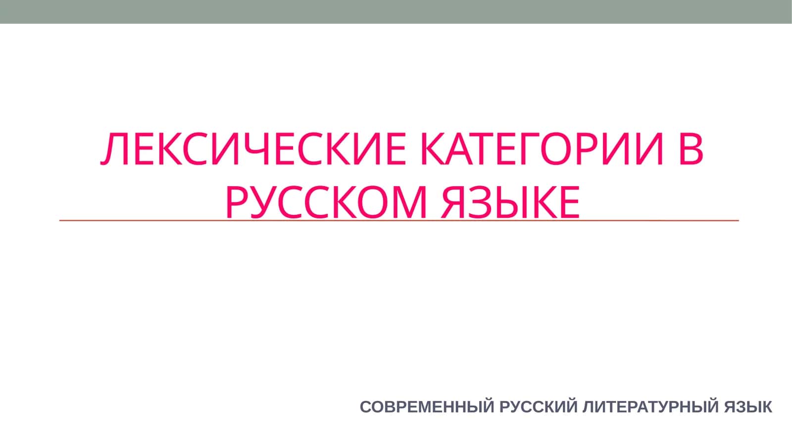 ЛЕКСИЧЕСКИЕ КАТЕГОРИИ В РУССКОМ ЯЗЫКЕ 1