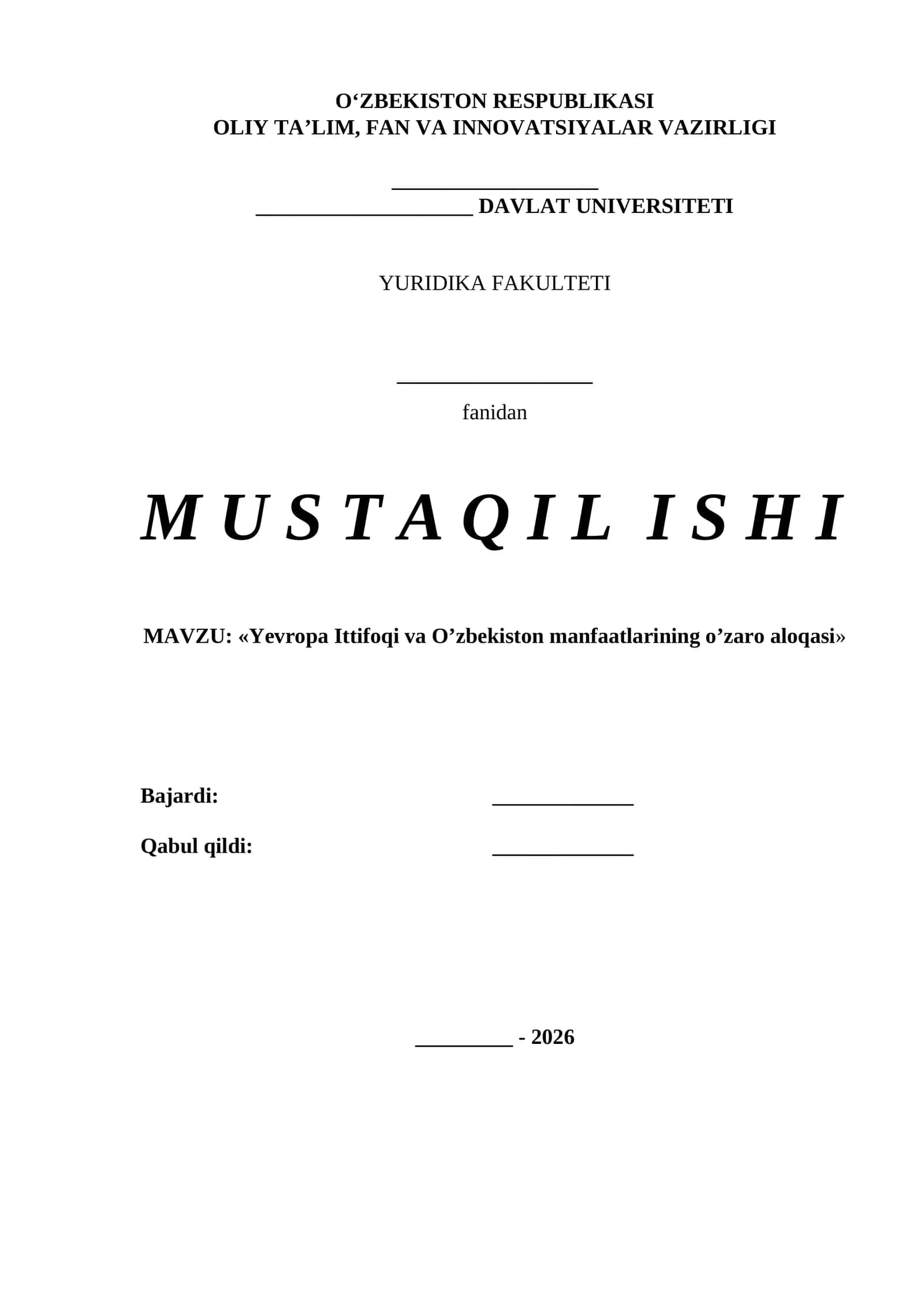Yevropa Ittifoqi va O’zbekiston manfaatlarining o’zaro aloqasi 1