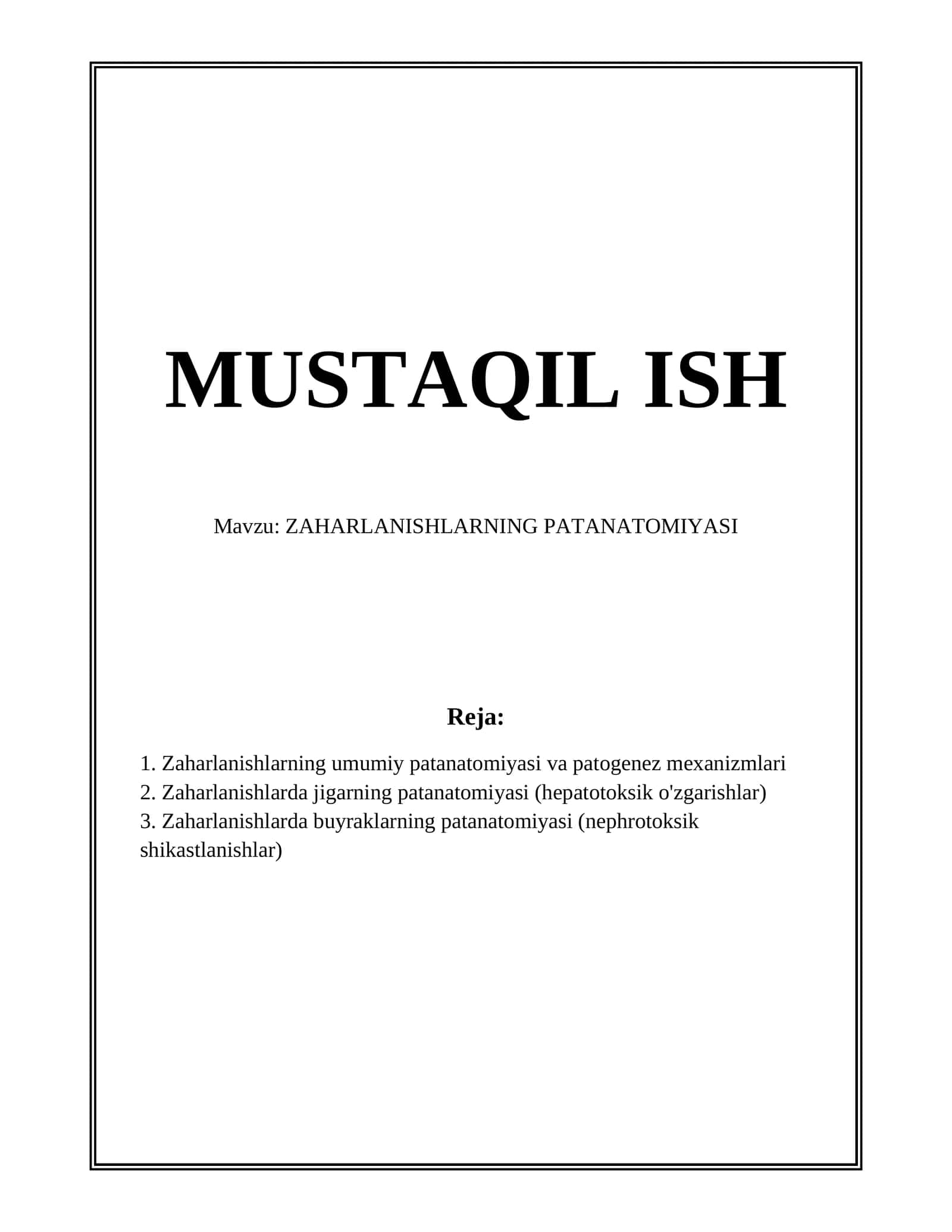 ZAHARLANISHLARNING PATANATOMIYASI 1