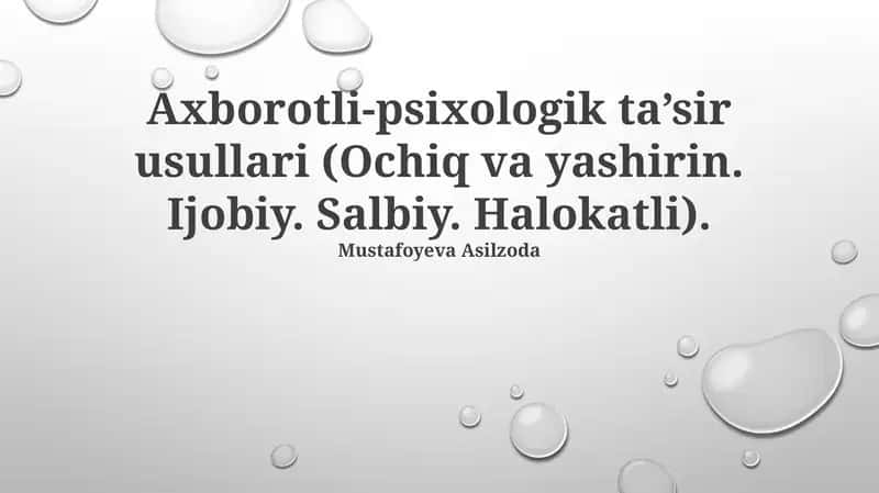 Axborotli-psixologik ta’sir usullari 1