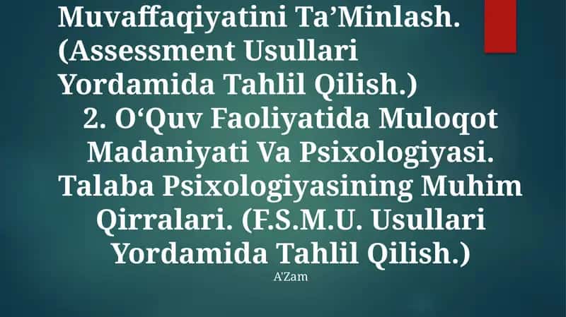 Ta’Lim Jarayonini Psixodiagnostika Qilish Usullari 1