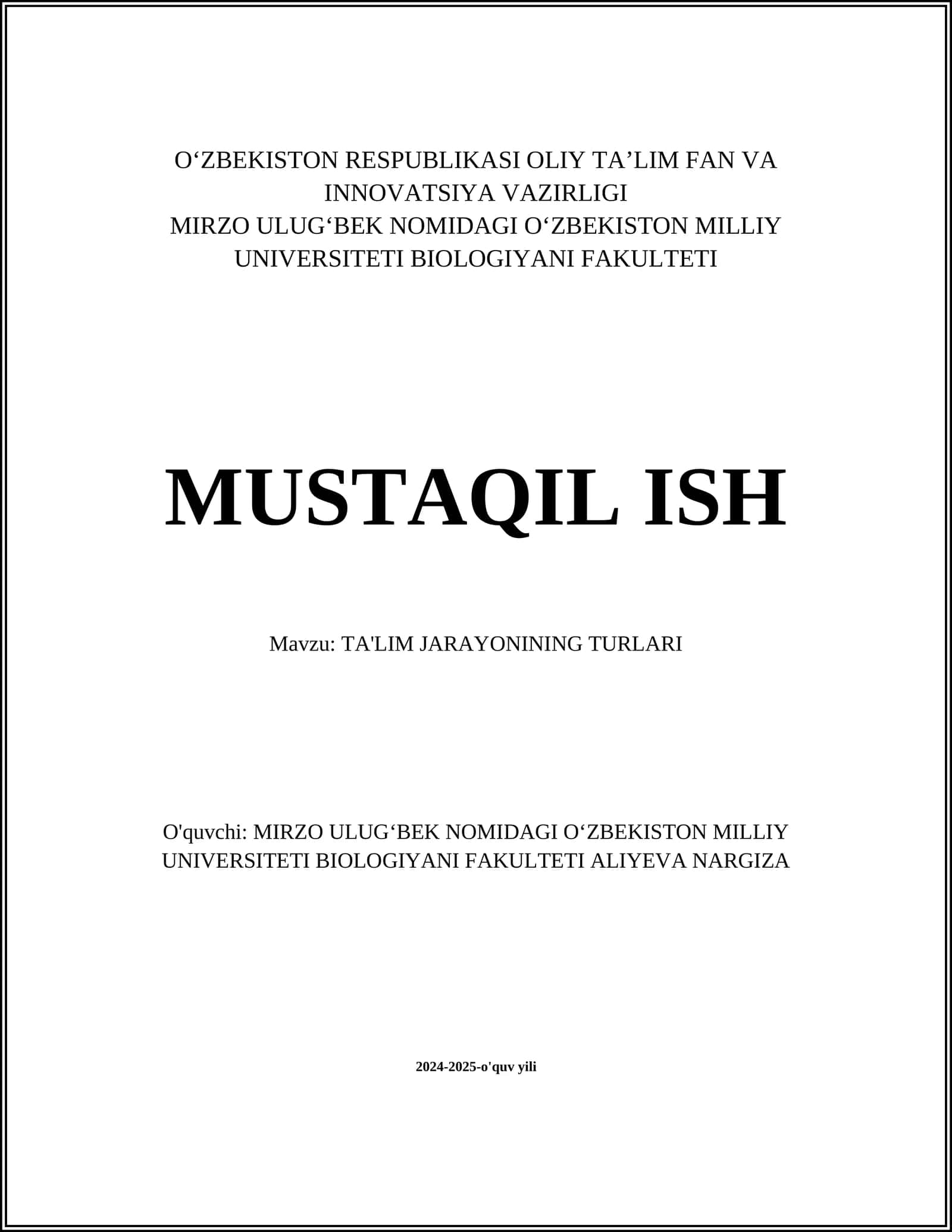 TA'LIM JARAYONINING TURLARI 1