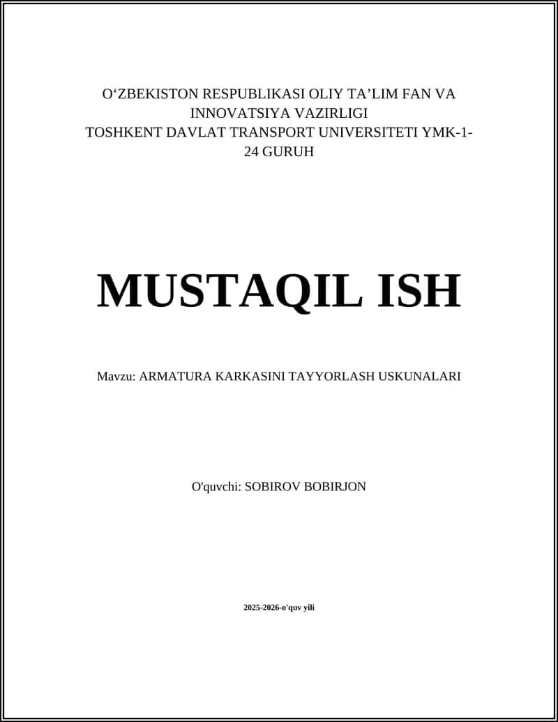 Armatura Karkasini Tayyorlash Uskunasi 1