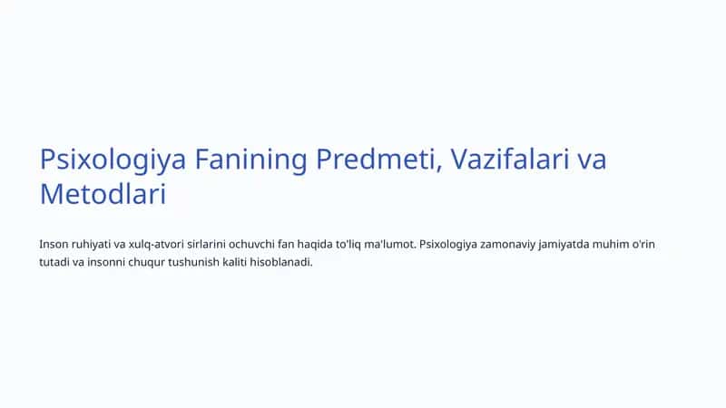 Psixologiya Fanining Predmeti 1