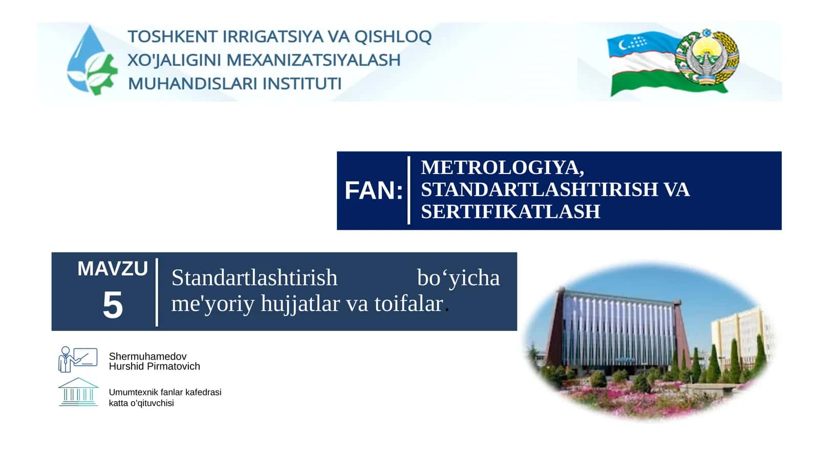 METROLOGIYA, STANDARTLASHTIRISH VA SERTIFIKATLASH 1