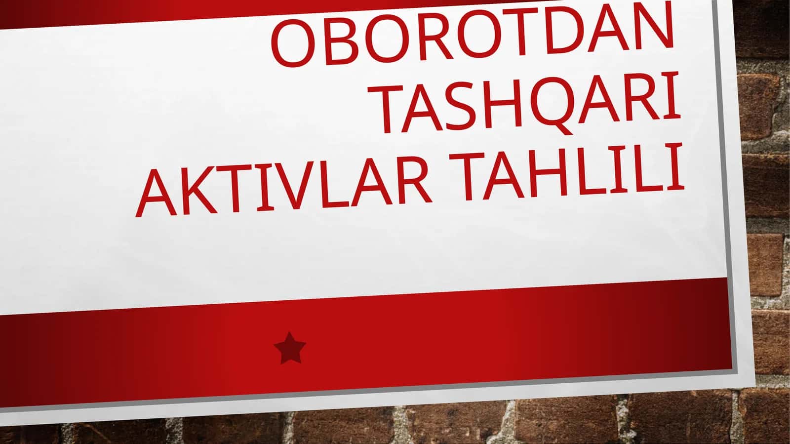 asosiy vositalar va boshqa oborotdan tashqari aktivlar tahlili 1