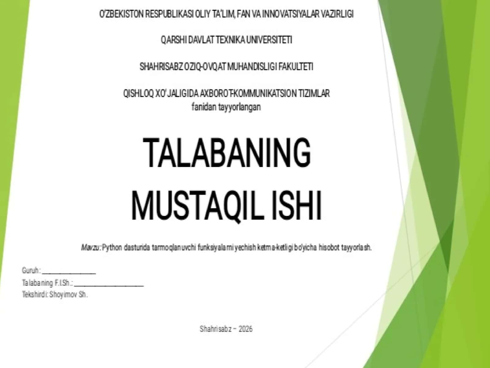 Mana shufunksiyaniishlaymiz 1