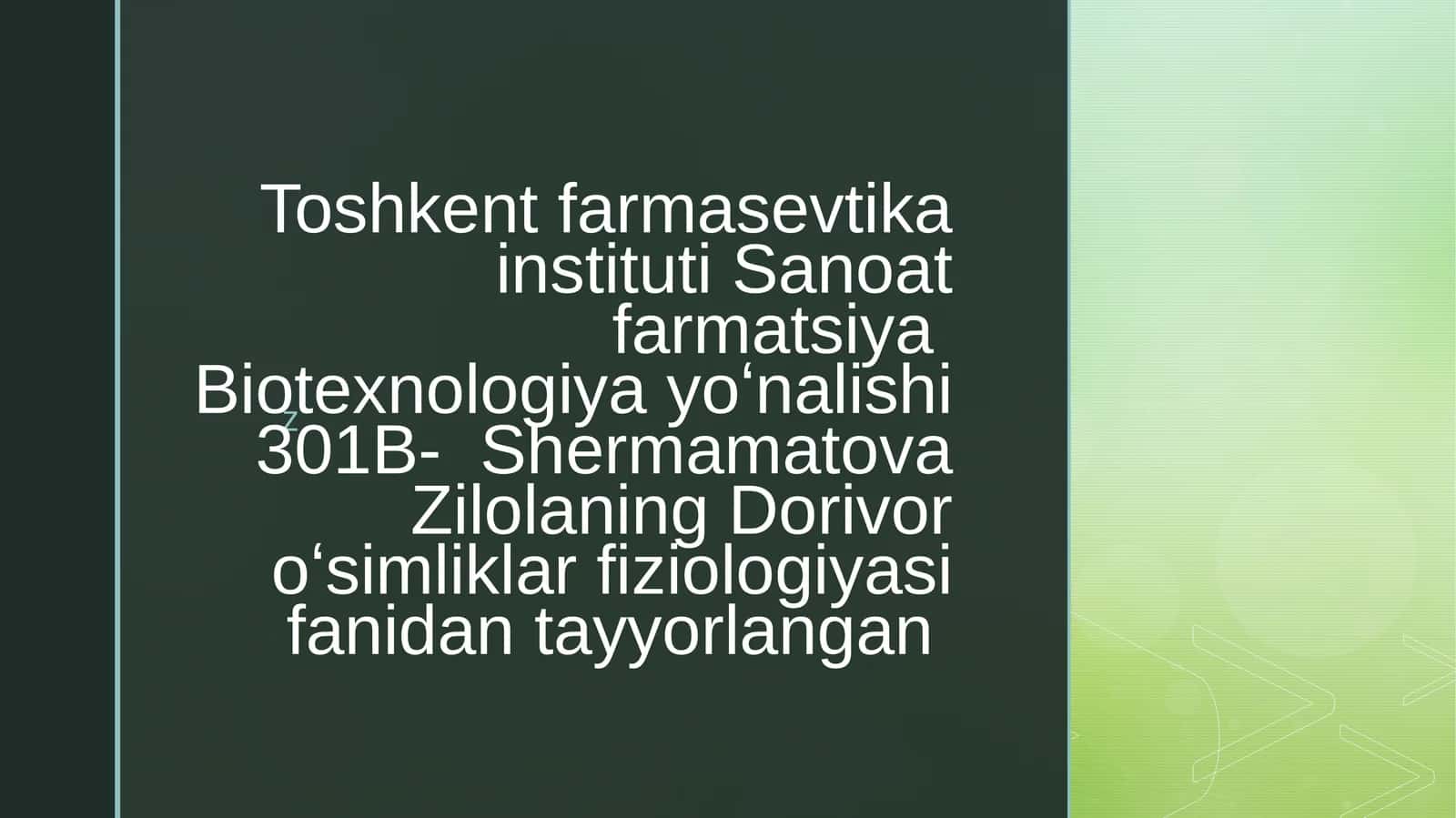 Fotosintezning sofmahsul dorligi 1