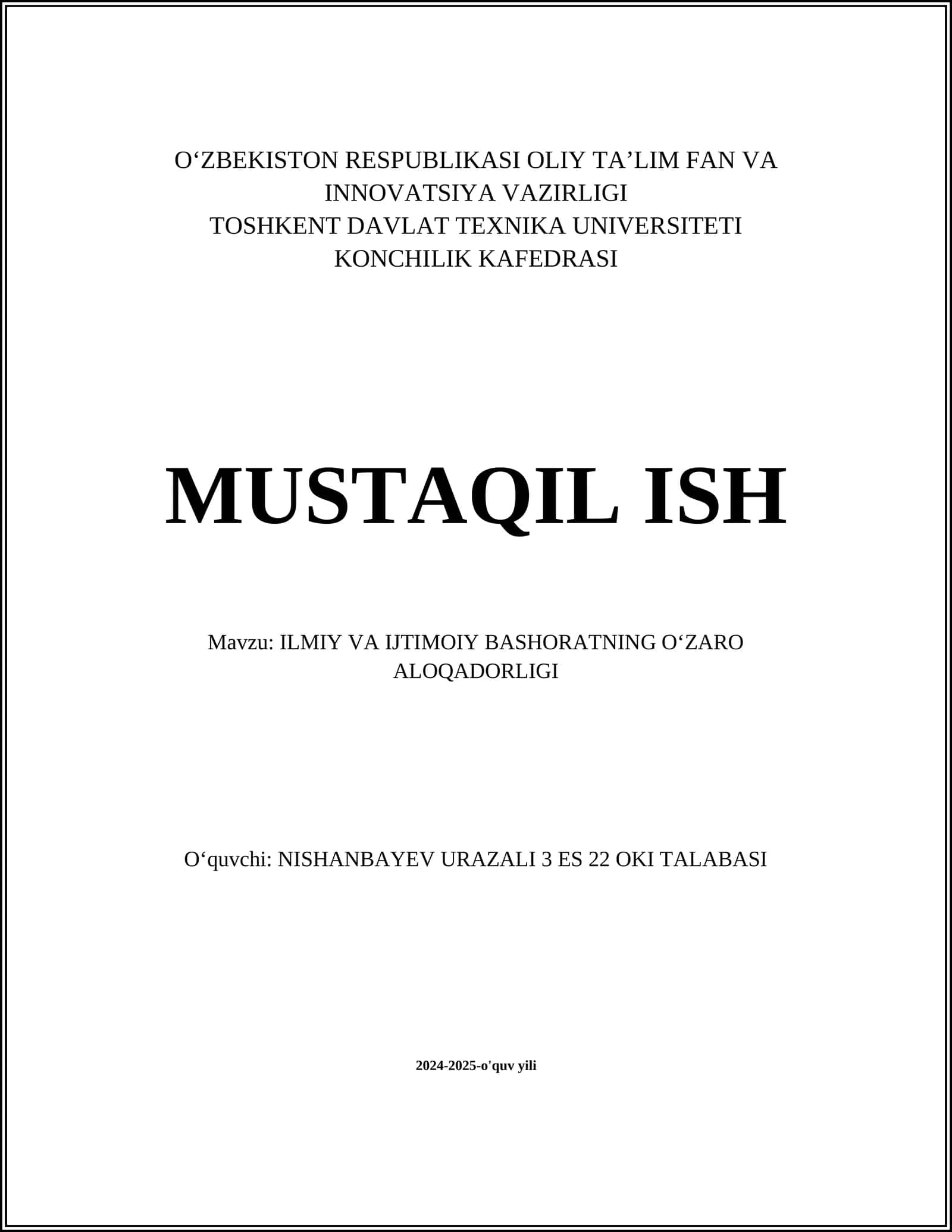 ILMIY VA IJTIMOIY BASHORATNING O‘ZARO ALOQADORLIGI 1