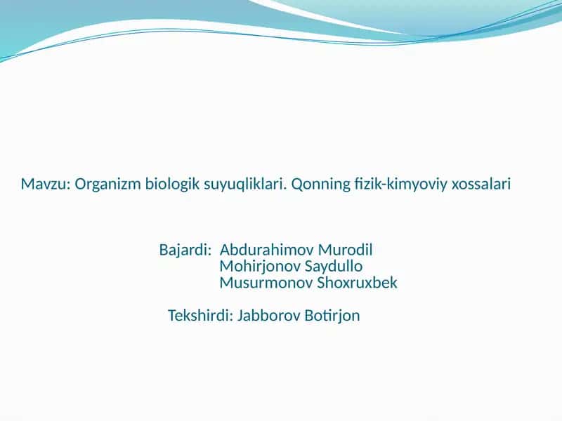 Biologik suyuqliklar 1