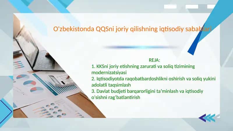 O'zbekistonda QQSni joriy qilishning iqtisodiy sabablari 1