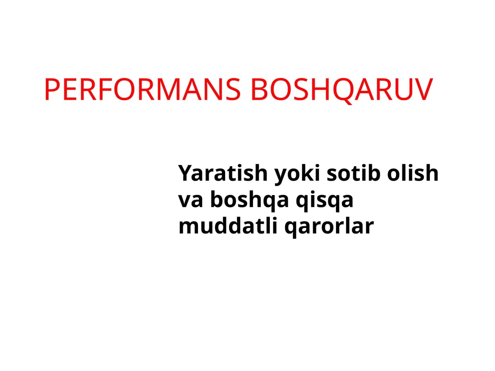 PERFORMANS BOSHQARUV 1