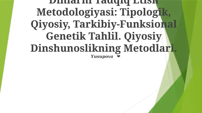 Dinlarni Tadqiq Etish Metodologiyasi 1