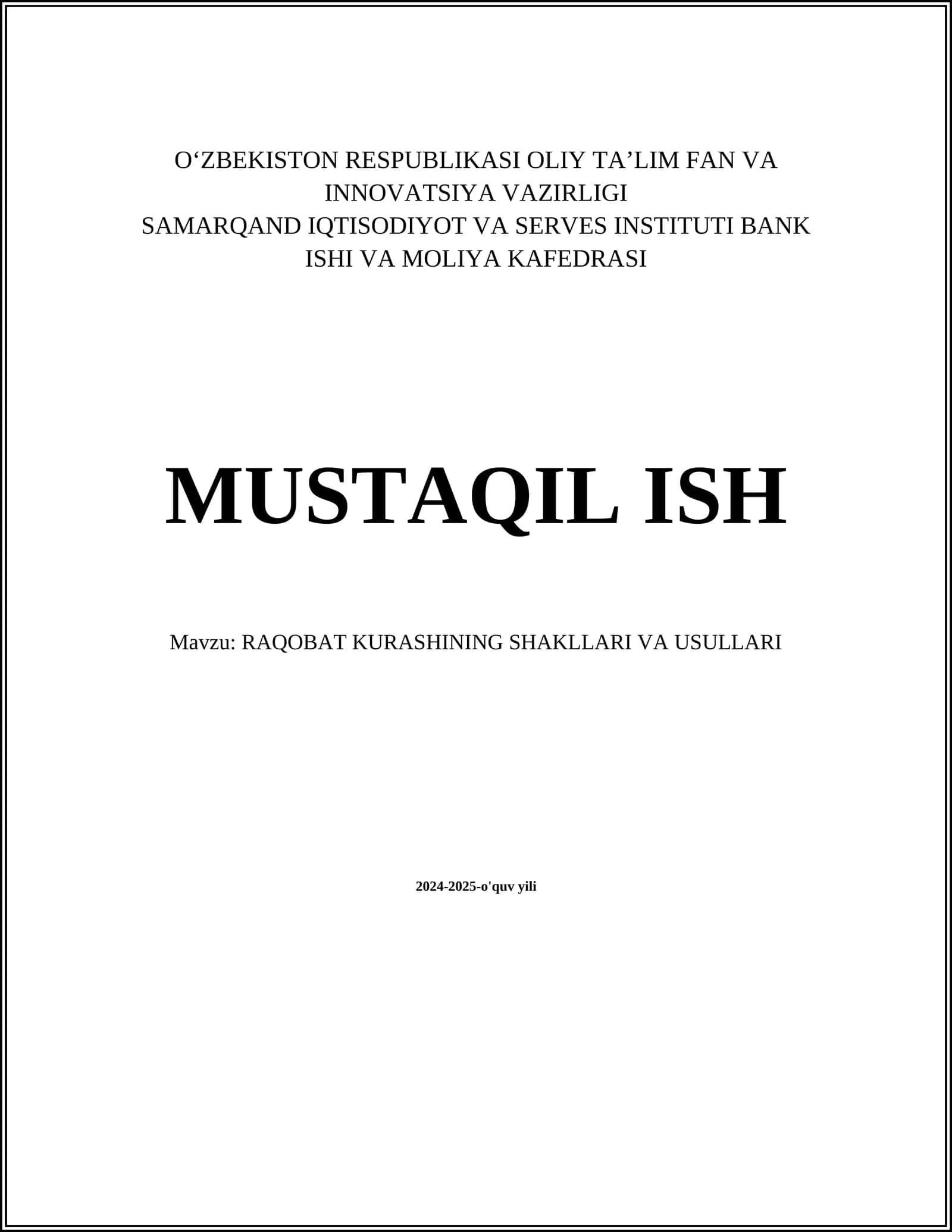 RAQOBAT KURASHINING SHAKLLARI VA USULLARI 1