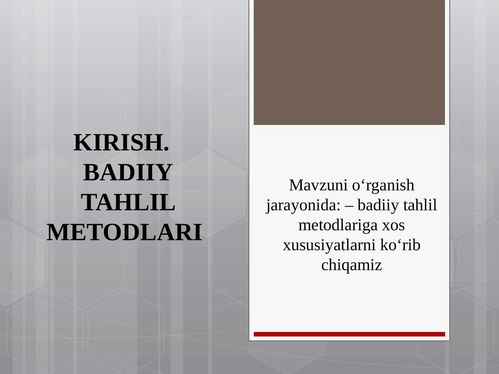 BADIIY TAHLIL METODLARI 1