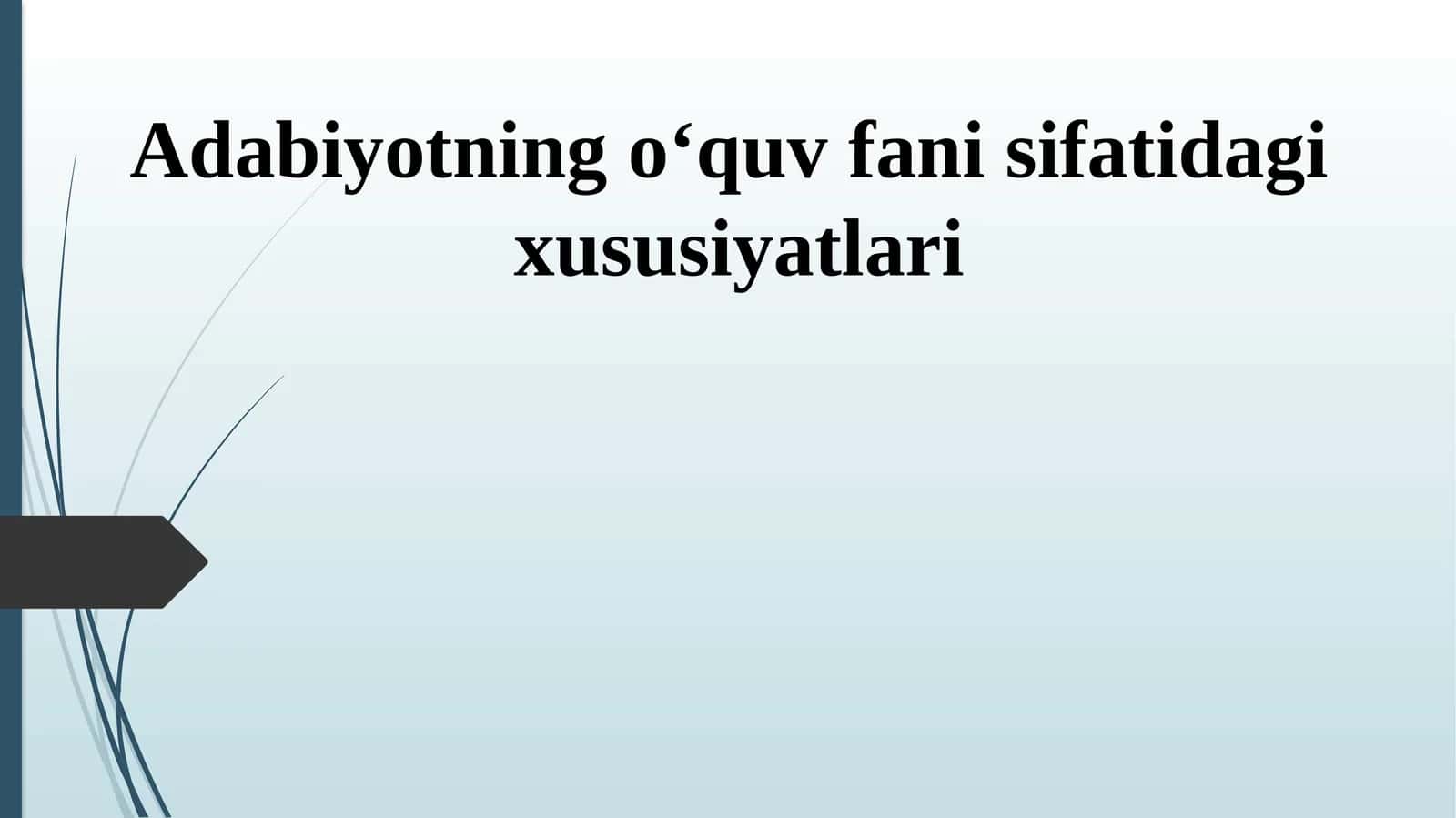 Adabiyotning o‘quv fani sifatidagi  xususiyatlari 1