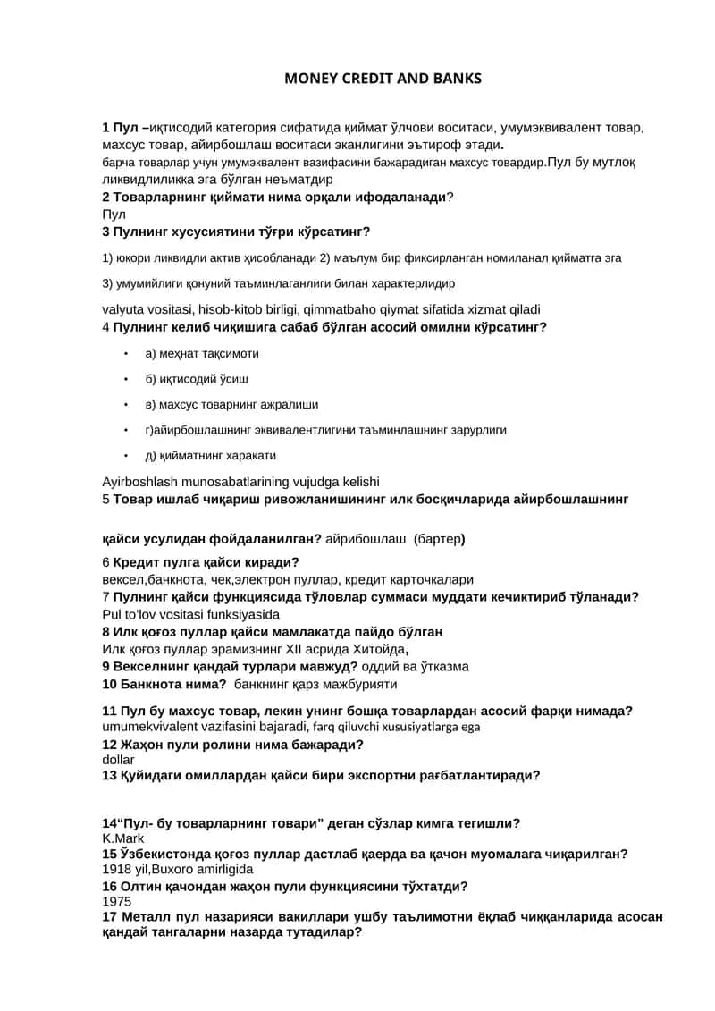 MONEY CREDIT AND BANKS 1