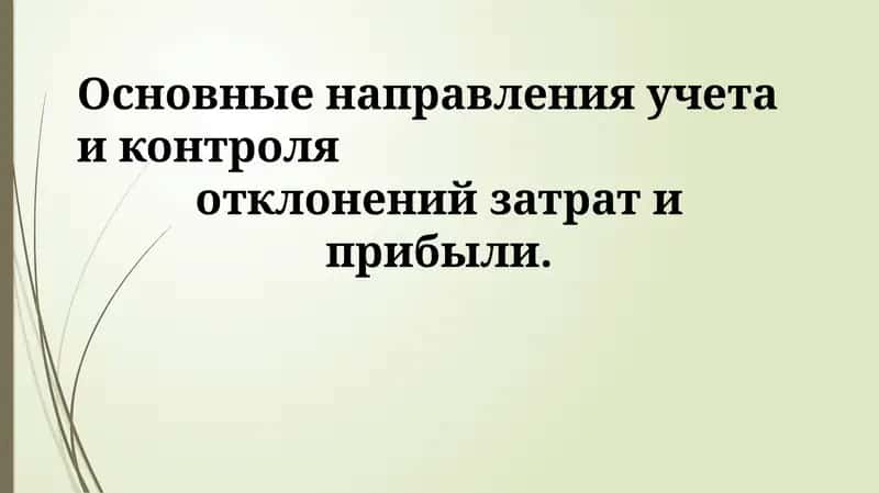 Учет и контроль отклонений затрат и прибыли 1