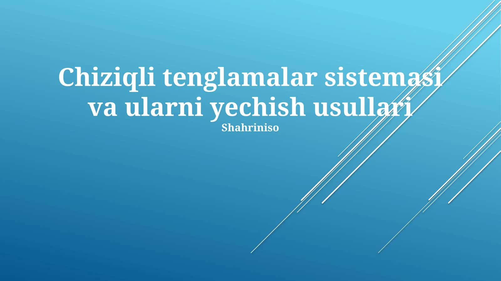 Chiziqli tenglamalar sistemasi va ularni yechish usullari 1