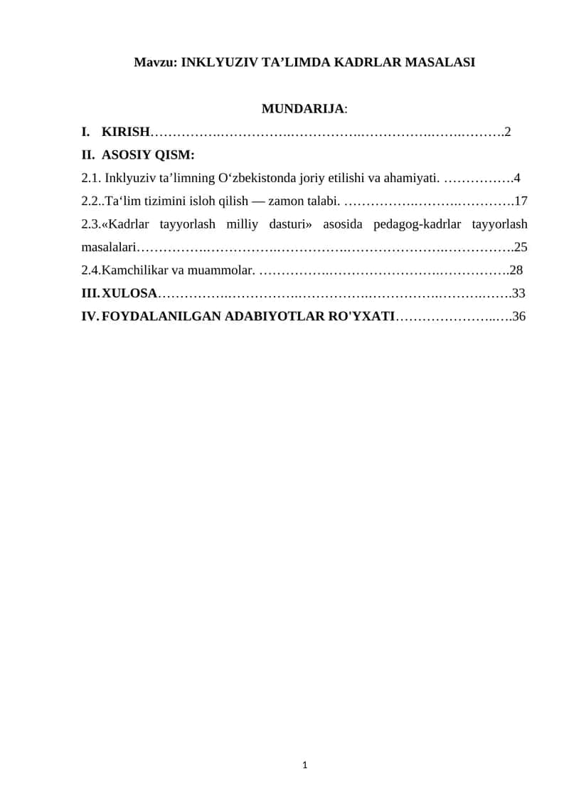 INKLYUZIV TA’LIMDA KADRLAR MASALASI 1