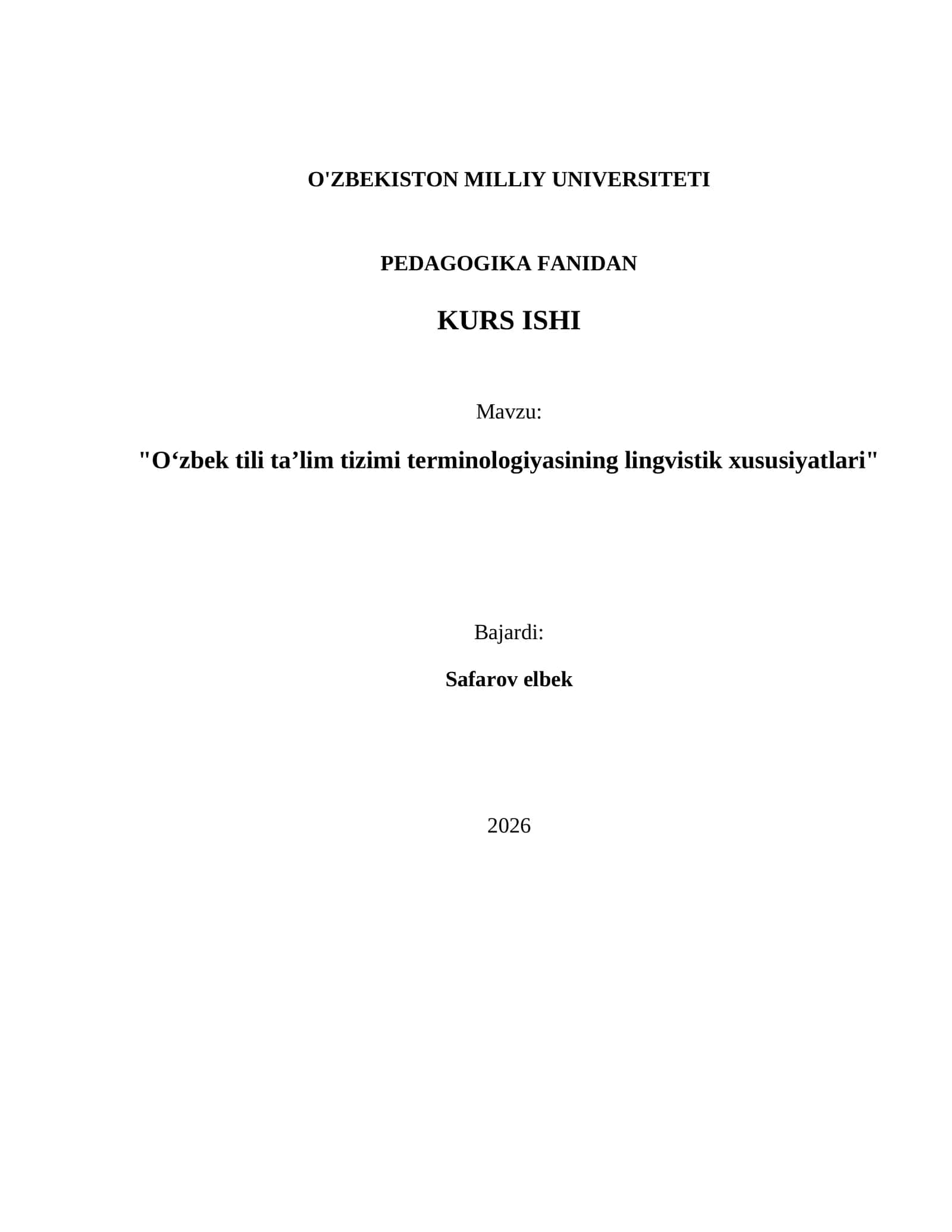 "O'zbek tili ta’lim tizimi terminologiyasining lingvistik xususiyatlari" 1