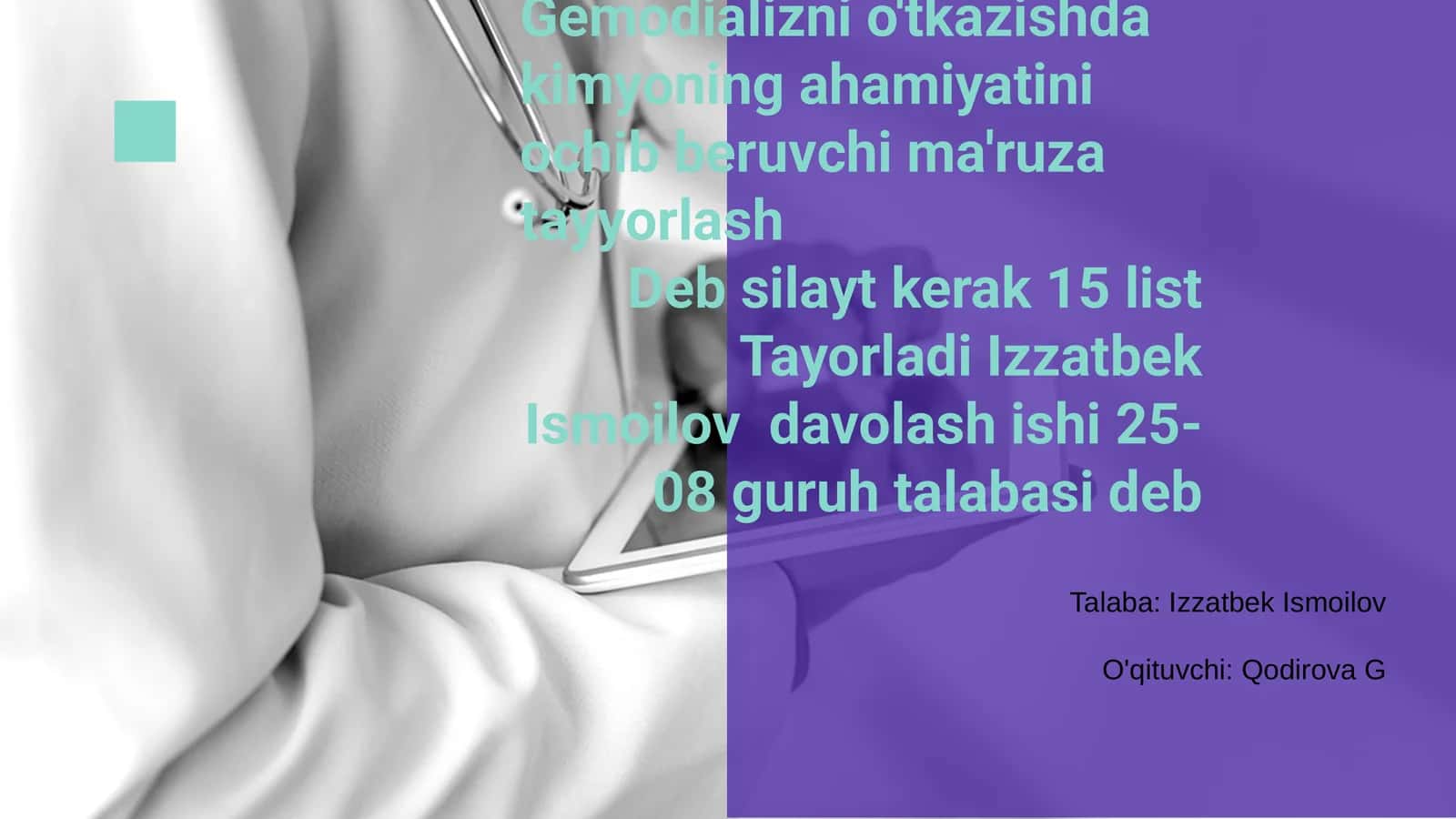 Kolloid Sistemalarni Dializ Yo'li bilan Tozalash 1