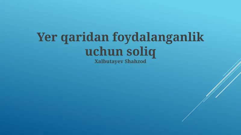 Qor Foydalanish Solig'i 1