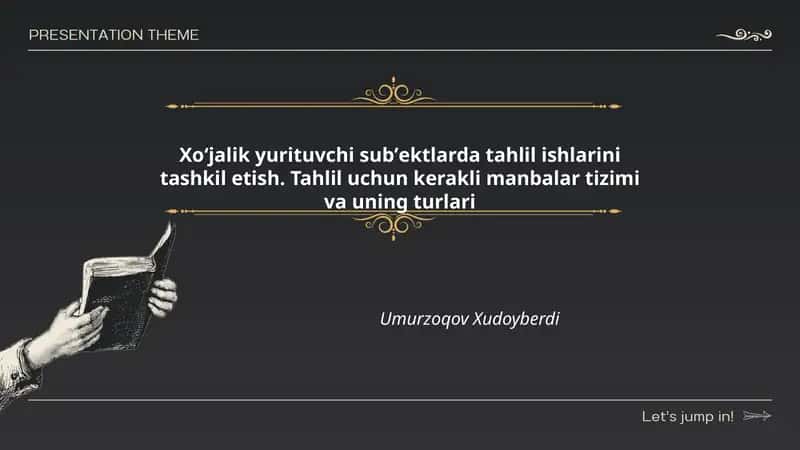 Xoʻjalik yurituvchi subʼektlarda tahlil ishlarini tashkil etish 1