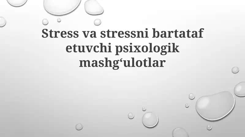 Stress va Stressni Boshqarish 1