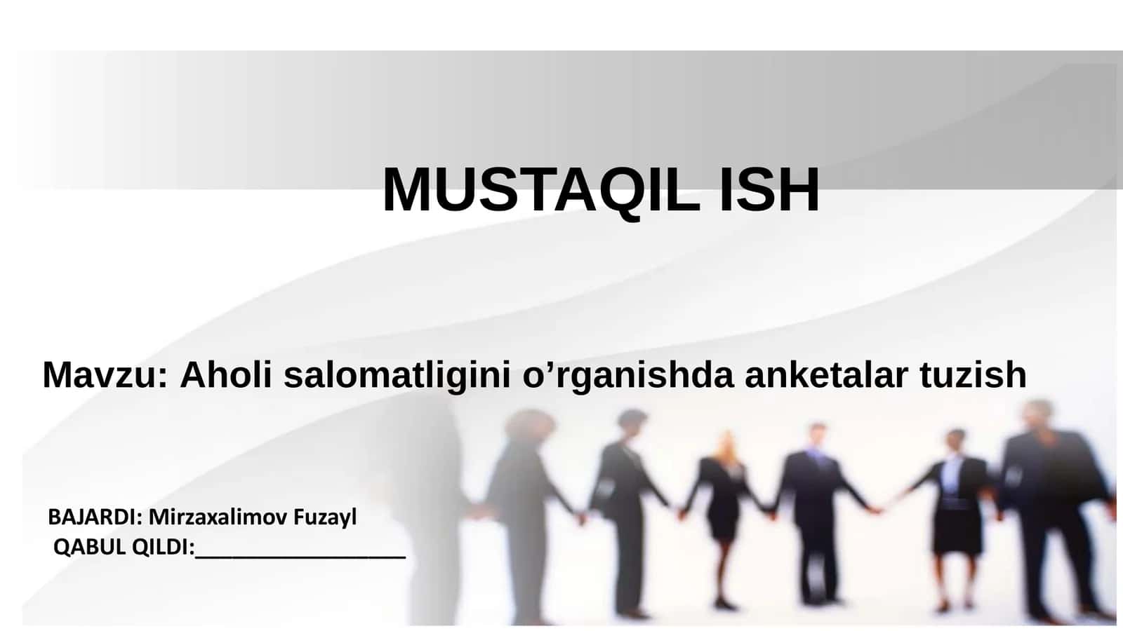 Sog'liqni saqlash sohasida so'rovnomalar tuzish 1