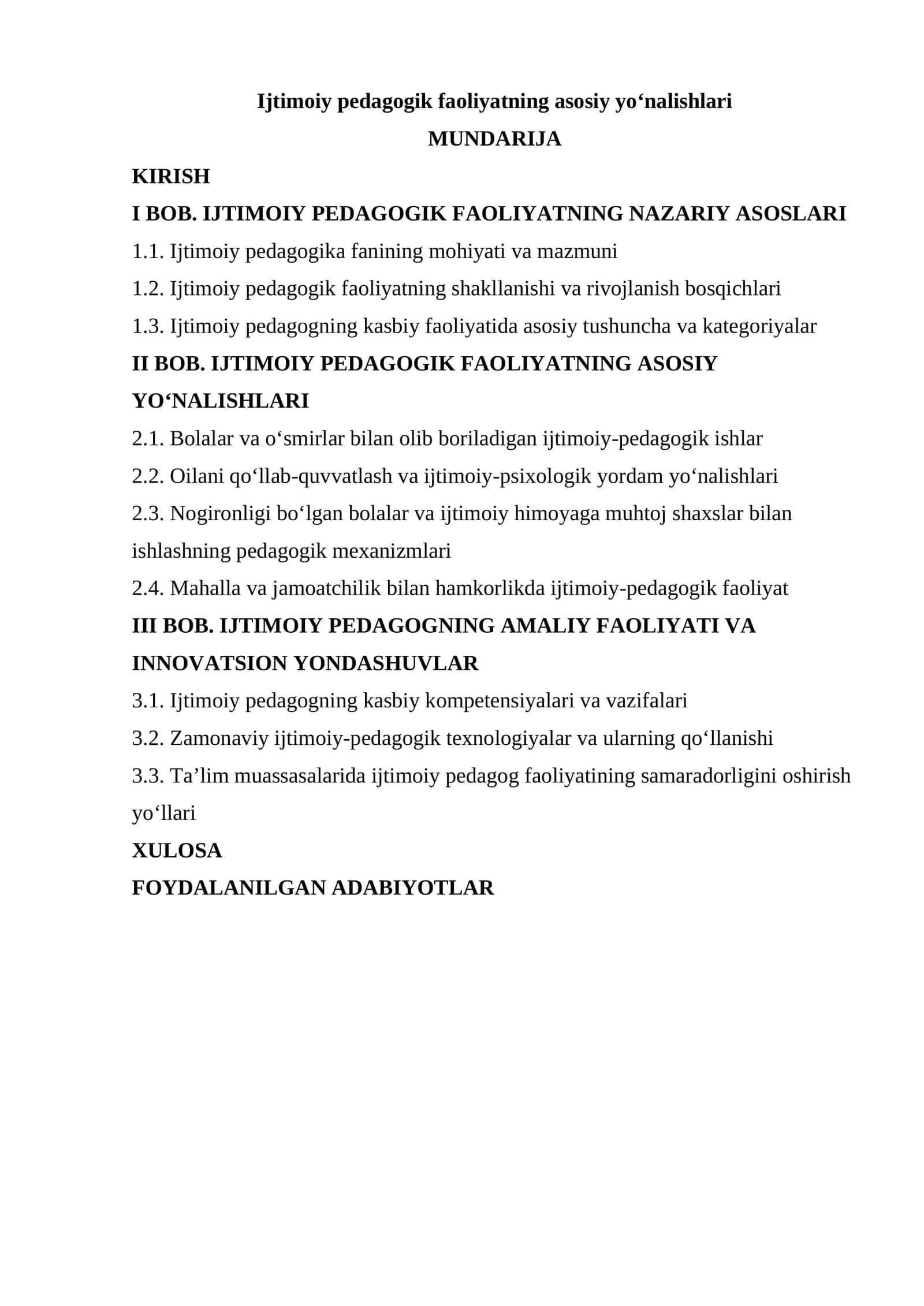 Ijtimoiy pedagogik faoliyatning asosiy yoʻnalishlari 1