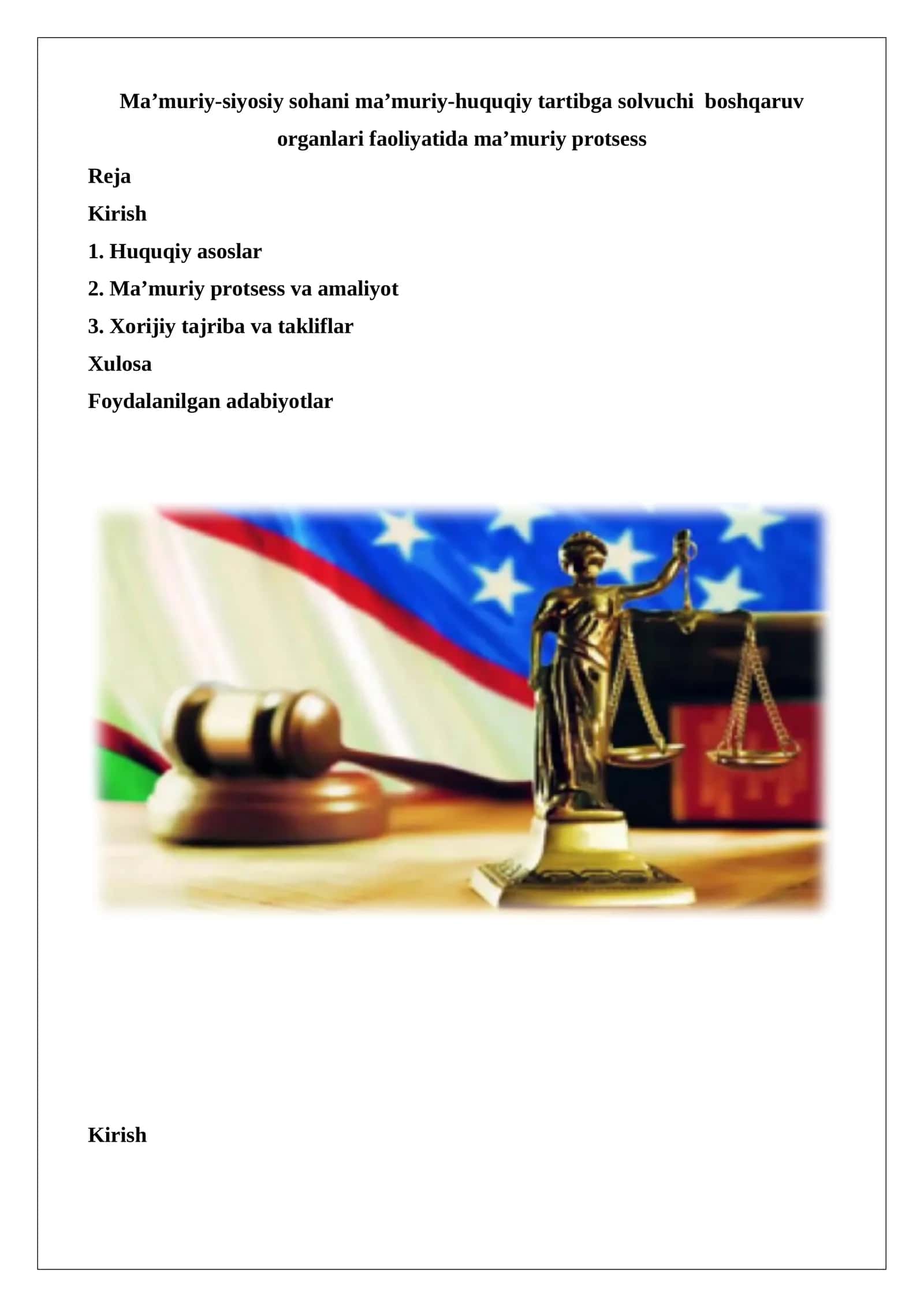 Ma’muriy-siyosiy sohani ma’muriy-huquqiy tartibga solvuchi boshqaruv organlari faoliyatida ma’muriy protsess 1