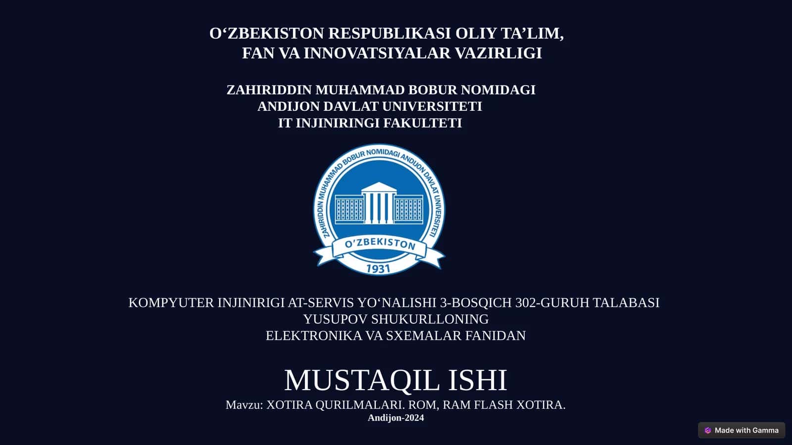 XOTIRA QURILMALARI.ROM, RAM FLASH XOTIRA 1