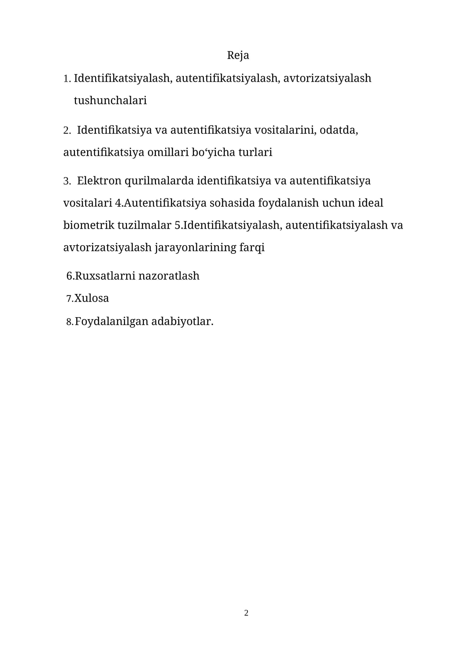 Identifikatsiya, autentifikatsiya va avtorizatsiya tushunchalari 1