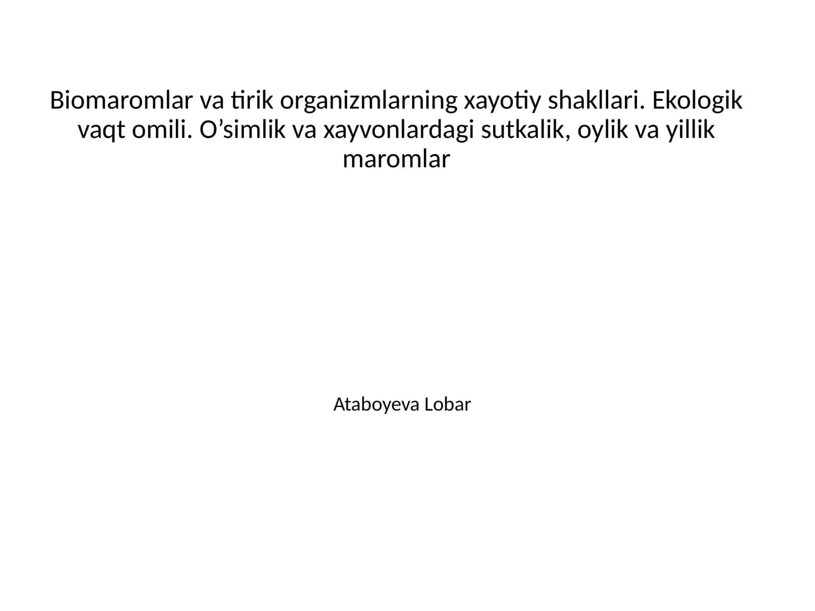 Ekologik vaqt omili 1