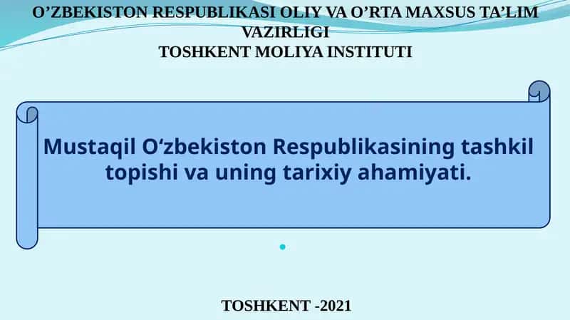 O‘zbekiston Respublikasining mustaqilik yillari 1
