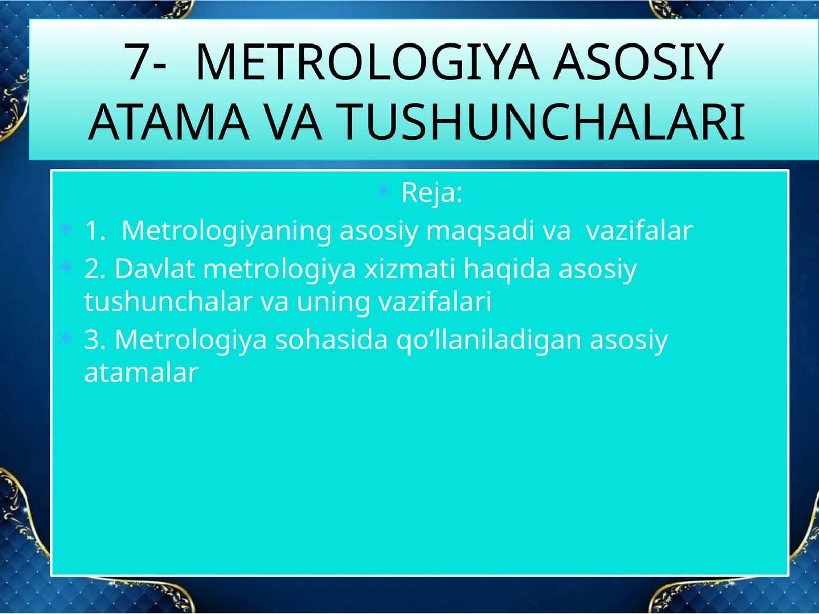 Metrologiya asosiy atama va tushunchalari 1